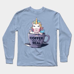 Coffee Makes You Real Funny Cute Unicorn - Light Long Sleeve T-Shirt